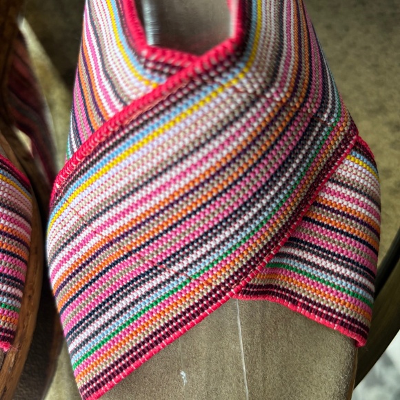 CHARLESTON SHOE CO Backless Atlantic Pink MULTISTRIPE Size 10 - Picture 2 of 5